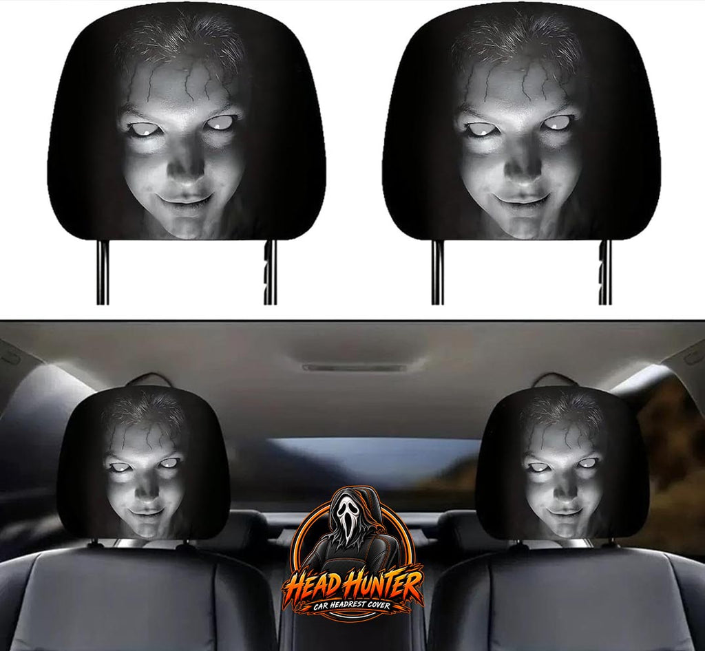 Pair of headrest covers on the front seats