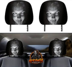 Pair of headrest covers on the front seats